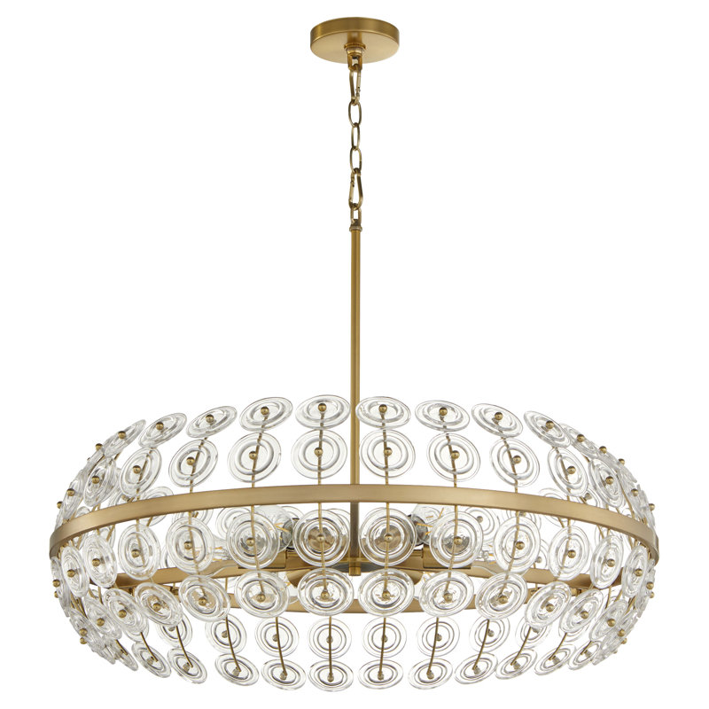 Selena 6 - Light Steel Dimmable Round / Oval Chandelier, Aged Brass