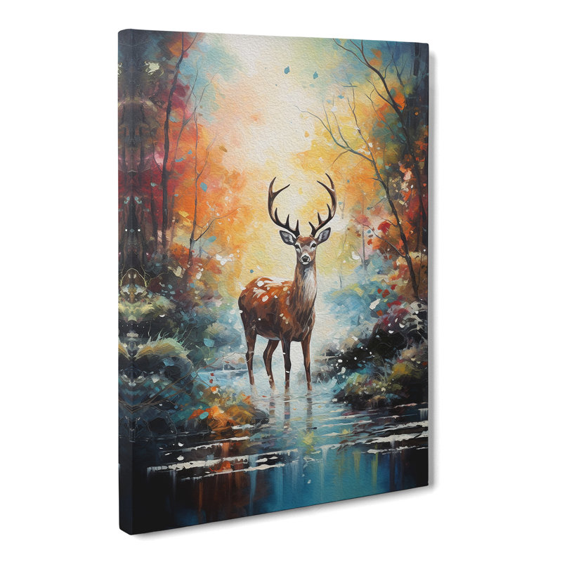 Deer Impressionism - Wrapped Canvas Print, 50cm H x 35cm W x 3cm D