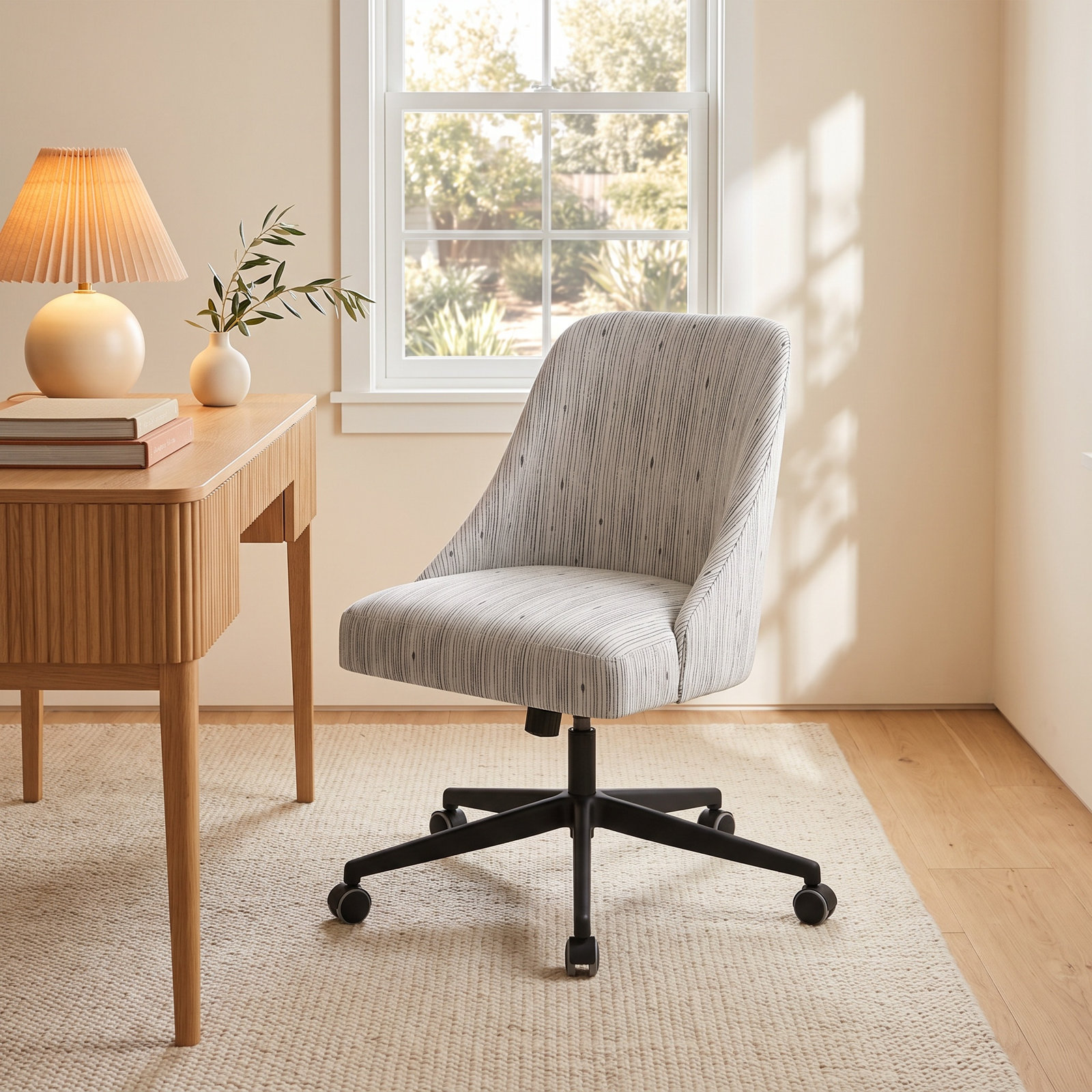 Manda Office Chair, Shibori Stripe Grey