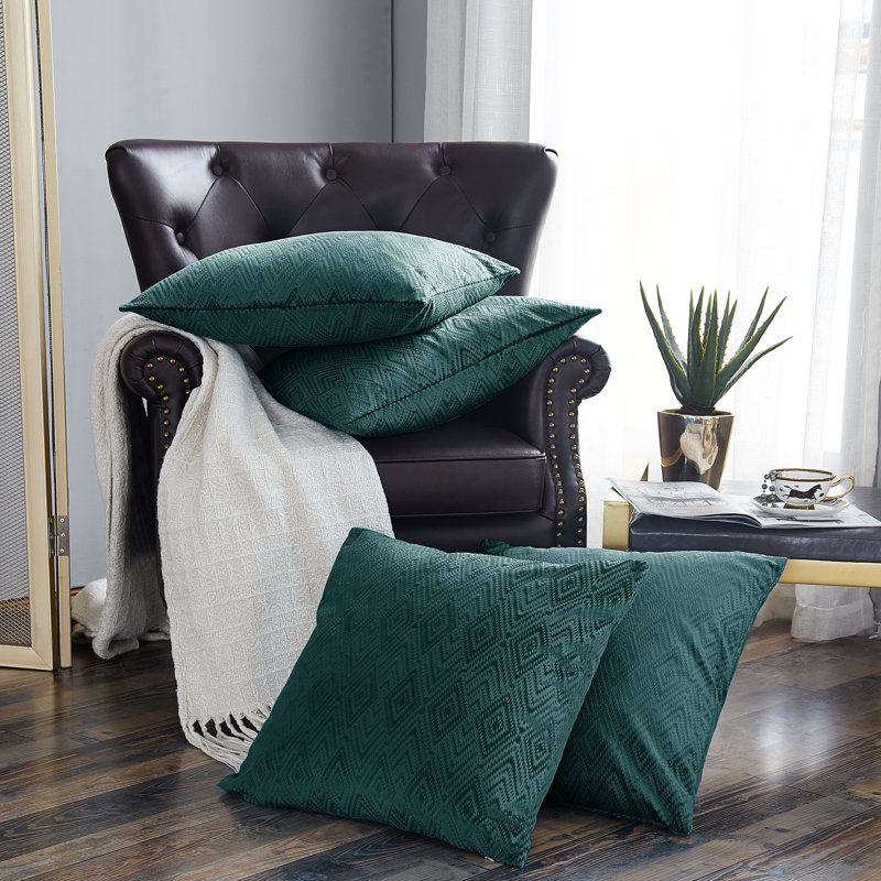 Housse de coussin carrée en velours ikat, Saphir