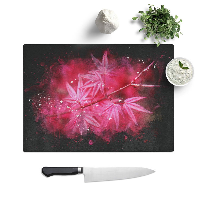 Japanese Maple Tree Paint Splash Chopping Board, 0.4cm H x 28.5cm W x 39cm L