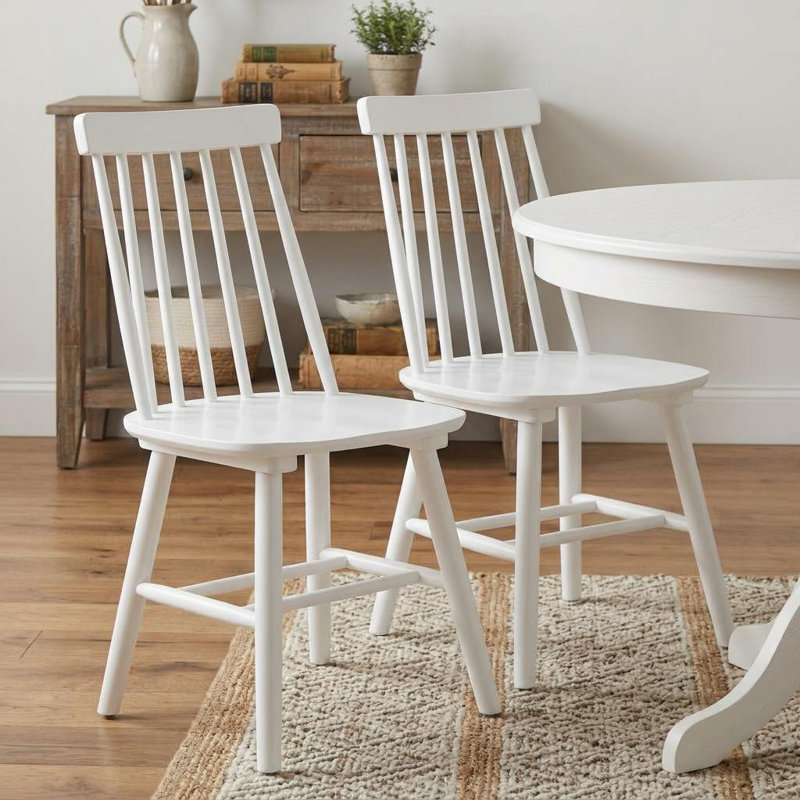 Ensemble de deux chaises d'appoint à dossier Windsor en bois massif blanc