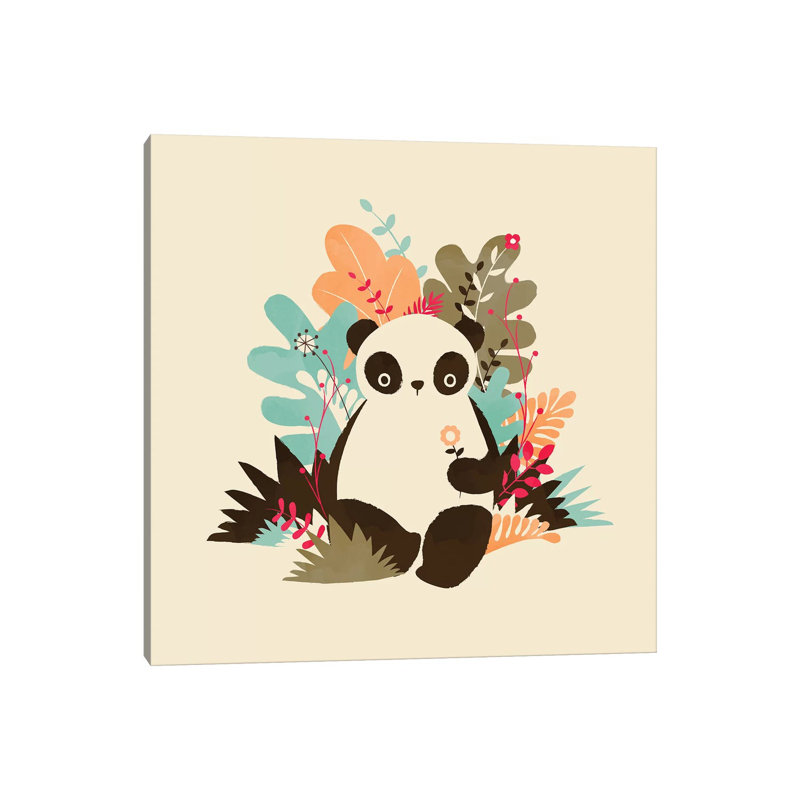 Flower Panda by Jay Fleck - Wrapped Canvas Print, 30.48cm H x 30.48cm W x 1.905cm D