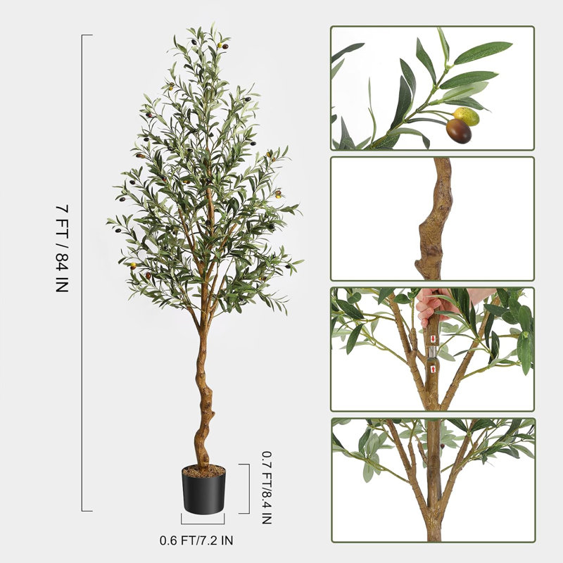 Artificial Olive Tree  Tall Faux Silk Olive Trees With Backet For Home Office Living Room Decor Indoor Fake Potted Tree With Handmade Seagrass Basket And Lifelike Fruits