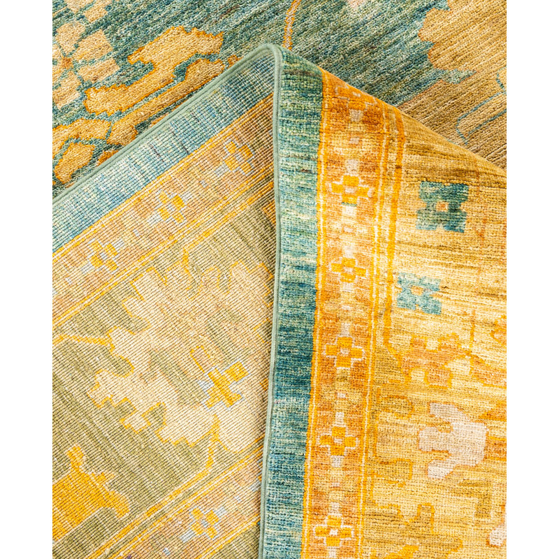 Overdyed Hand-Knotted Wool Modern-Contemporary Green Area Rug 8' 1" x 10' 10"