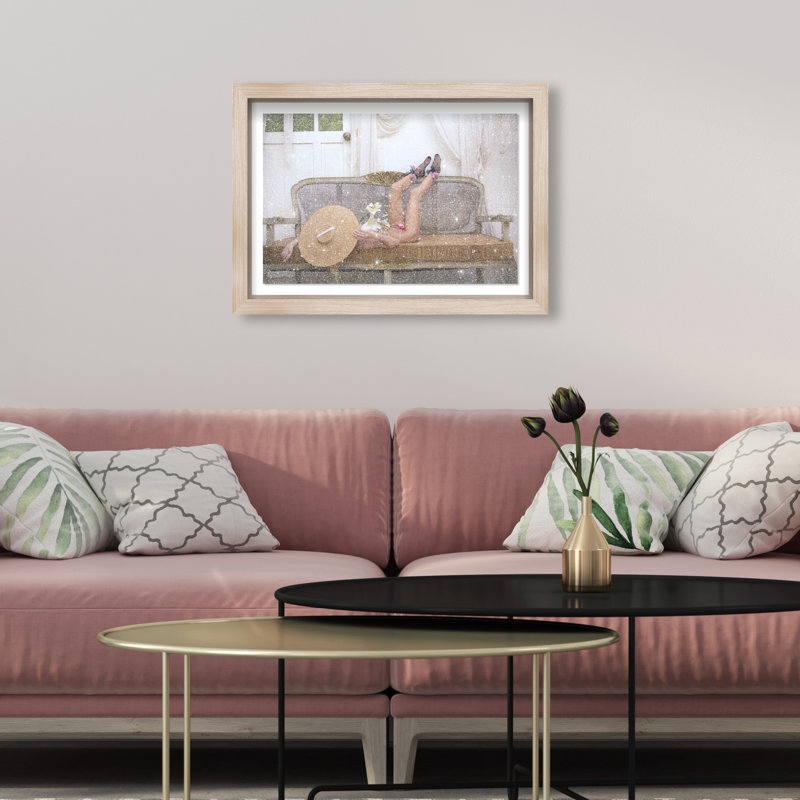 Garden Nap Canvas Fashion Print by Oliver Gal, 11.5"H x 16.5"W, Natural Oak Frame