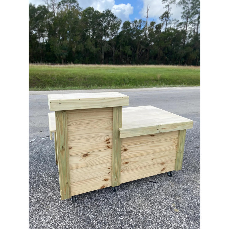 Chariot mobile en bois 5 pi x 30 po avec roulettes et finition en bois naturel