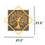 Élégant accessoire mural décoratif en bois, finition noyer et or, 21,3 po x 21,3 po | 50% bois véritable (épaisseur: 1,2 po) et 50% métal (épaisseur: 0,06 po) | Parfait pour la décoration intérieure, variations de couleurs uniques-613629622