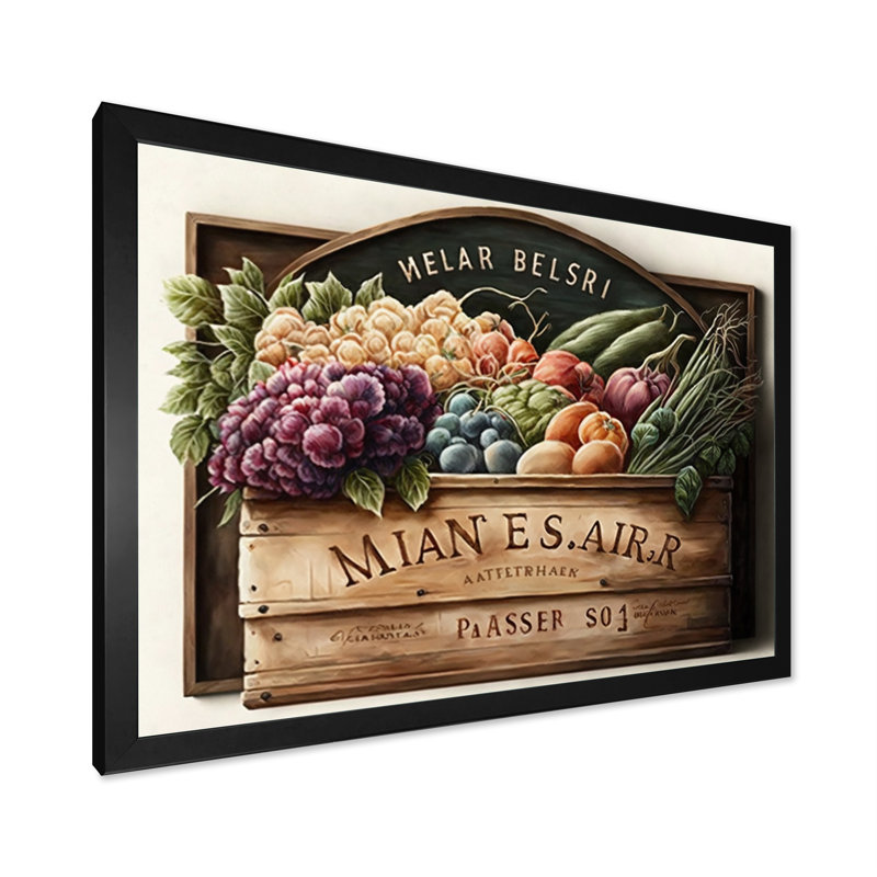 Fruit in Basket IV - reproduction sur toile, Impression noire sur toile encadrée, L 20 po x H 12 po
