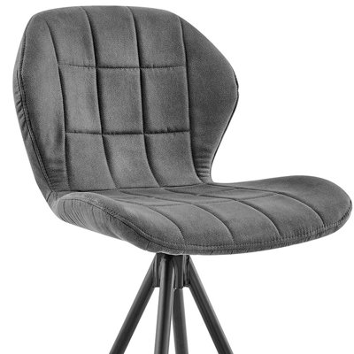 Tabouret de bar carré gris et noir en microfibre gris anthracite