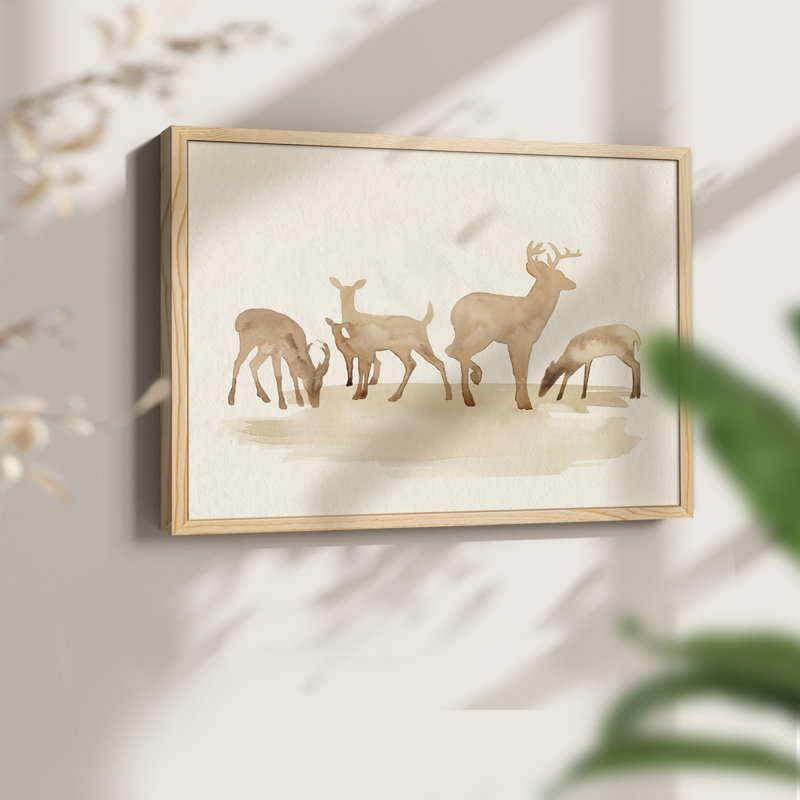 Whitetail Herd II - Reproduction encadrée - Restickable, Naturel, H 22 po x l 28 po
