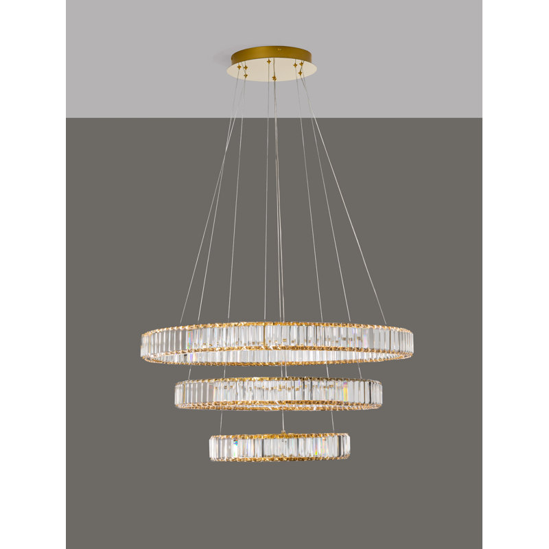 3 - Light Gold LED Crystal Pendant