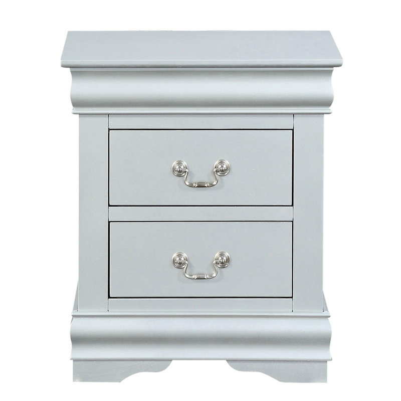Table de chevet Platinum - 2 tiroirs, durabilité en bois massif, robustesse et qualité