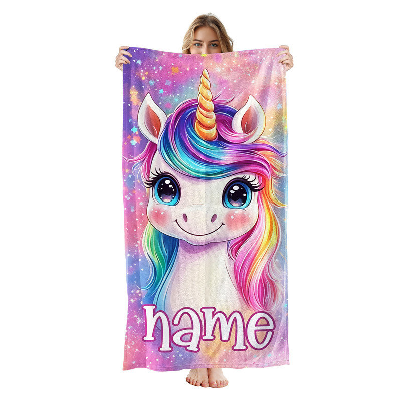  Serviette de plage personnalisée avec nom, serviette de bain en microfibre 30 * 60 pouces , Sirène