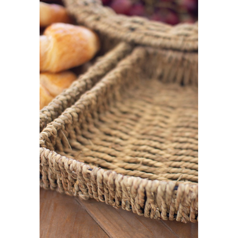  Woven Vine Round Serving Set of 5 Piece Entertaining Tray 4" Tall
