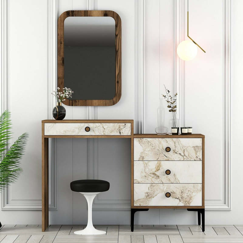 Console Dpasqu, Multipurpose table, Support cabinet, Corridor desk, 124x40h85 cm, Walnut and White