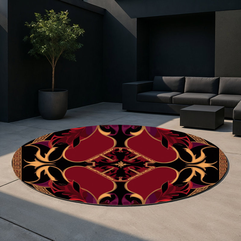 Tapis intérieur et extérieur Golden Odyssey, Rond 5 pi
