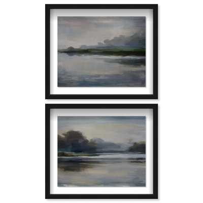 Ensemble de 2 impressions sous-cadre Chiaroscuro Waters, paysages et nature, par Oliver Gal