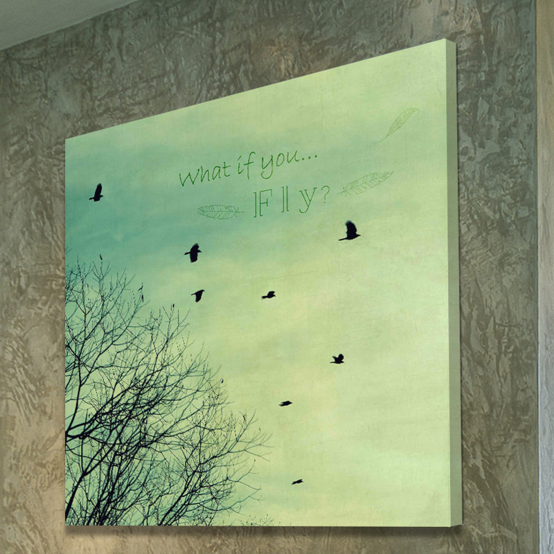 Reproduction d’art sur toile tendue, "what if you you fly" par robin, H 40 po x l 40 po x P 1,5 po