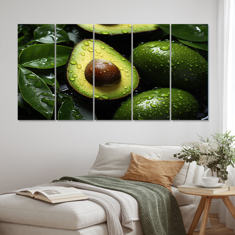 Ripe Avocado II - fruits, reproduction sur toile - 5 panneaux égaux