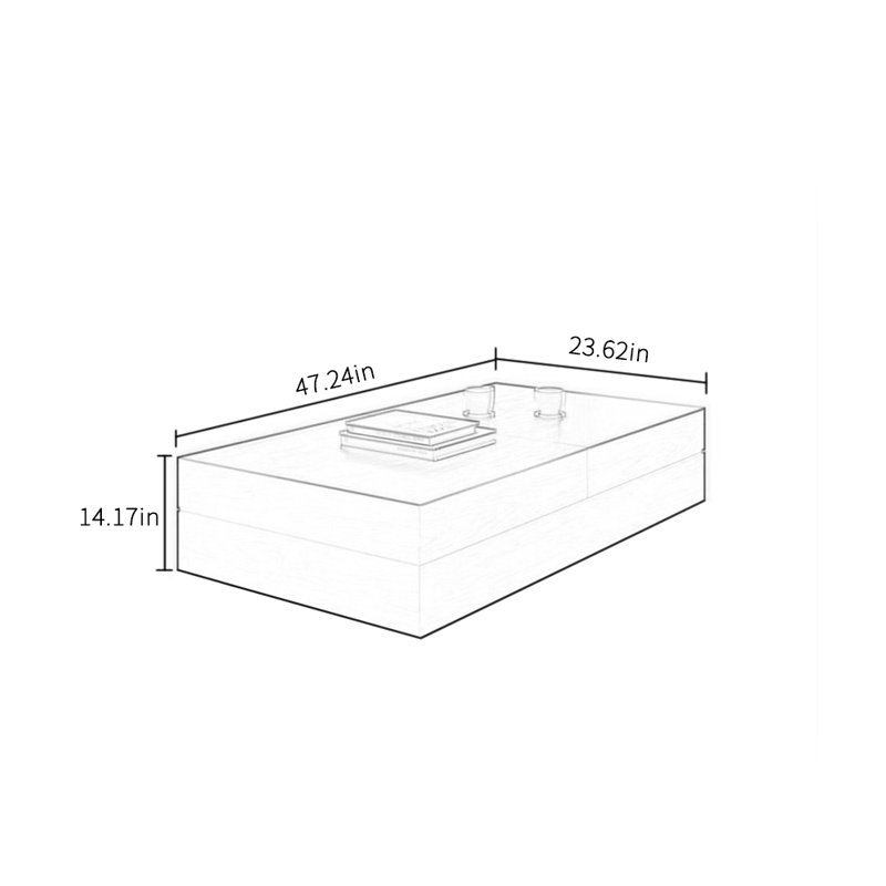 Simple solid wood coffee table, 14.17" H x 47.24" L x 23.62" W