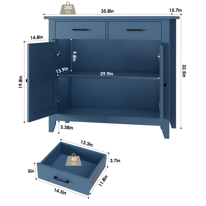 Modern Farmhouse Buffet Cabinet, Blue