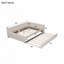 Lit plateforme tapissier avec port USB et lit gigogne simple-777583426