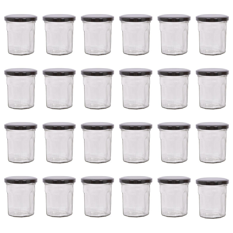 Glass Jar - Set of 24, 150ml, Black