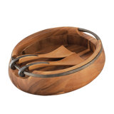 Nambe Anvil Salad Bowl W/ Servers