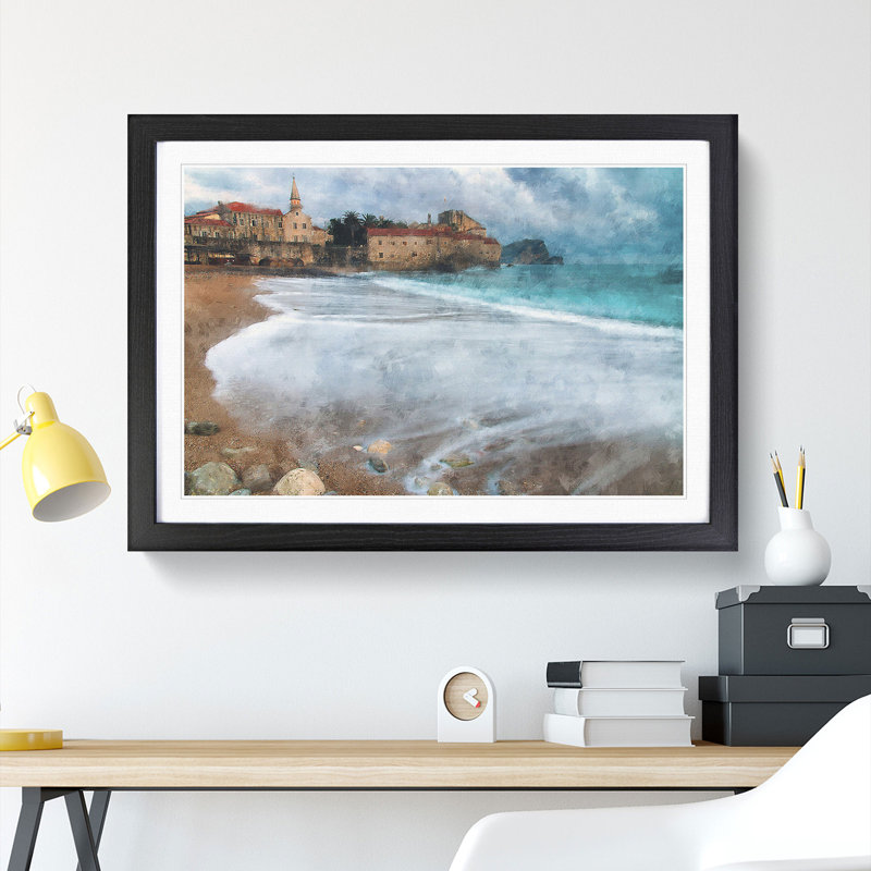 Montenegro Beach - Picture Frame Graphic Art, 27cm H x 36cm W x 2cm D, Black
