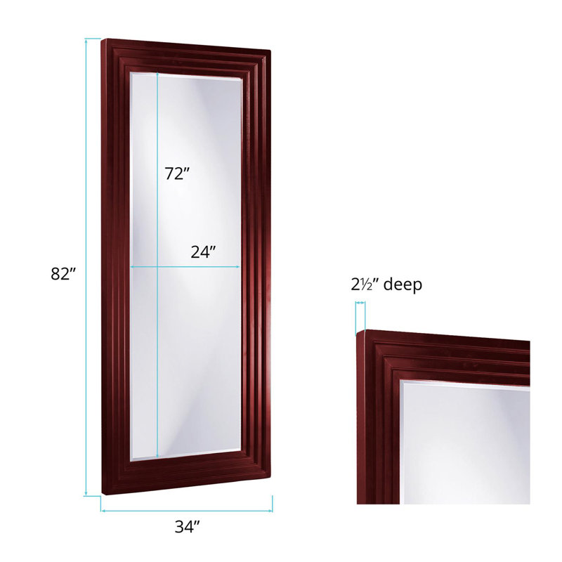 Amy Modern & Contemporary Beveled Full Length Mirror, 82" x 34", Burgundy