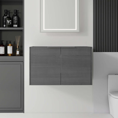Meuble-lavabo flottant avec portes à fermeture douce et rangement spacieux