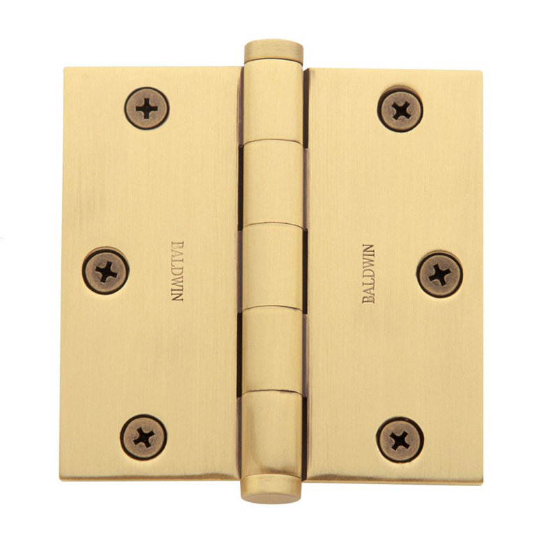 Satin Brass and Brown 3.5" Square Door Hinge