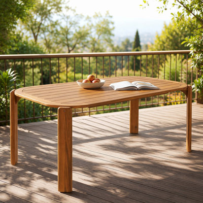 Kaja Teak Finish Slatted Acacia Wood Outdoor Patio Dining Table