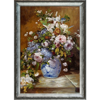 Grande Vase Di Fiori par Pierre Auguste Renoir - peinture sur toile à cadre flottant