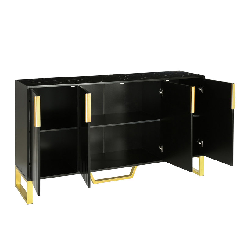 Buffet moderne avec quatre portes, Noir