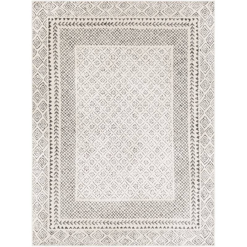 Tapis beige clair / gris anthracite Calvo, Rectangle 5 pi 3 po x 7 pi 3 po