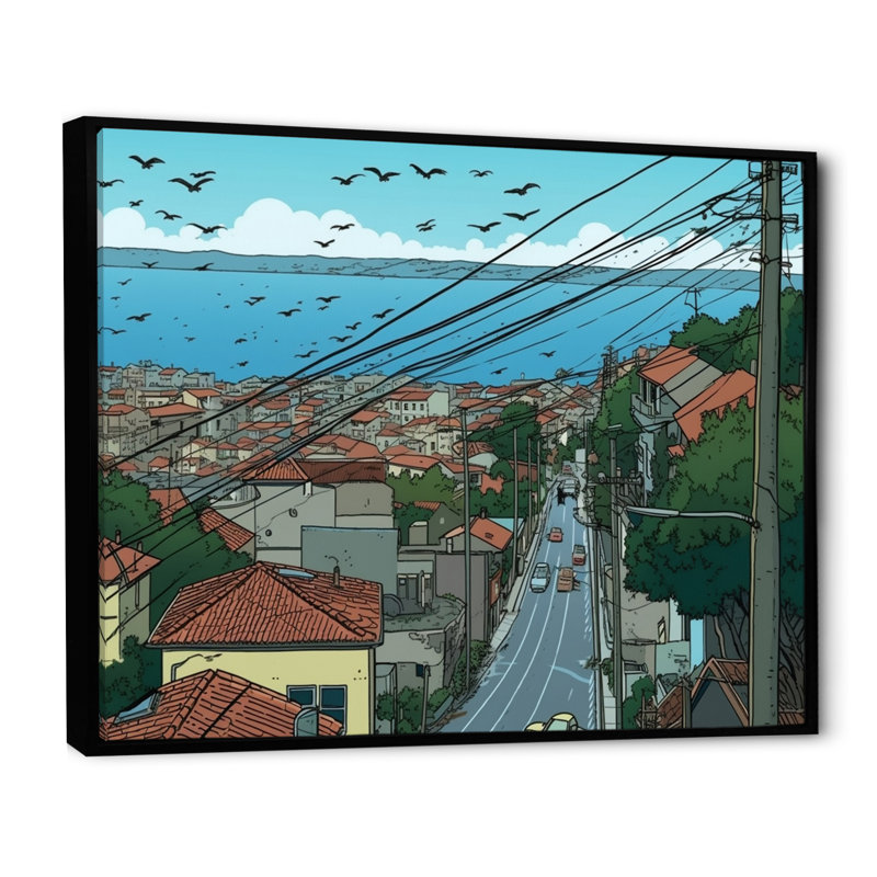 Bay Bay Hills of San Francisco sur impression sur toile, H 34 po x l 44 po, Cadre flottant noir