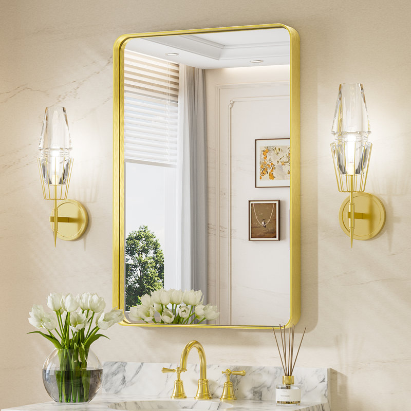 Miroir d'appoint Tyro, 36 po x 24 po, Doré, Rectangulaire