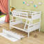 Lit superposé simple au-dessus d'un lit double en bois avec lit gigogne simple-631753946