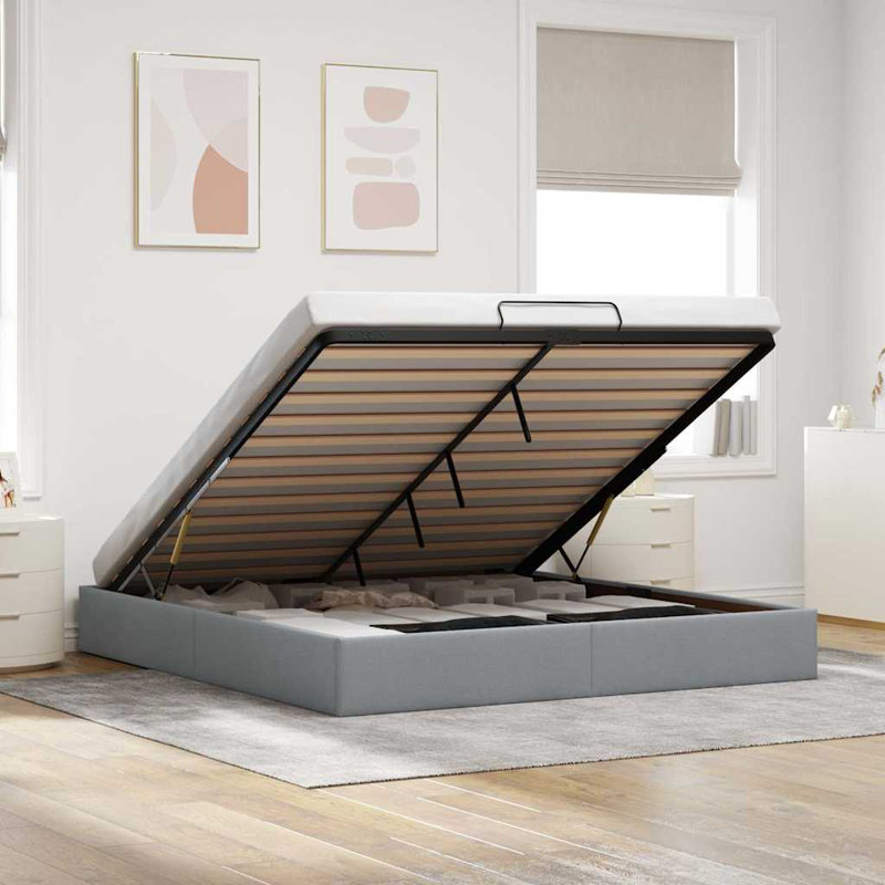 Ayssa Upholstered Bed Frame, Super King (6'), Light Grey