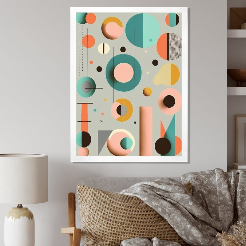 Minimal Circular Geometrics In Faded Retro Pastel - Modern Midcentury Wall Art Prints, H 40 po x l 30 po x P 1,5 po