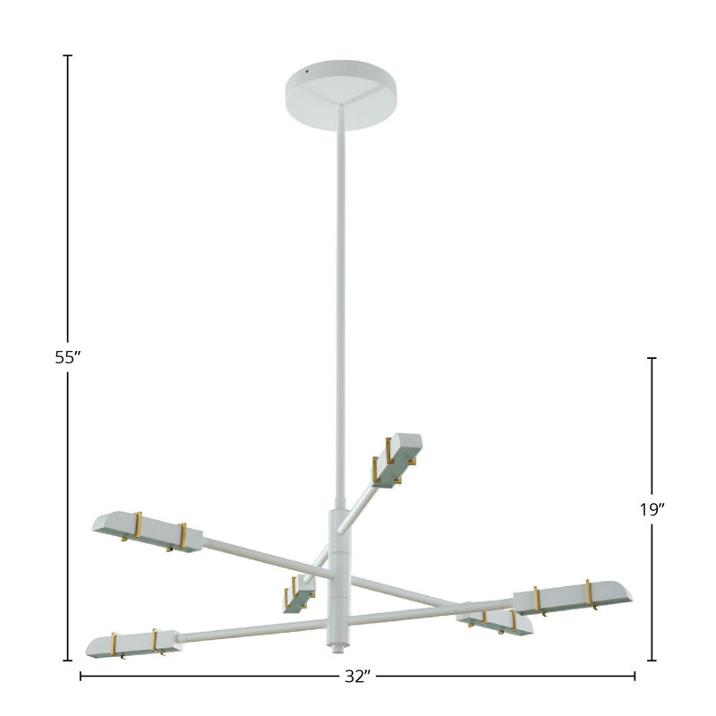 Concorde 6 LT Satin Brass and Matte White Chandelier Kalco