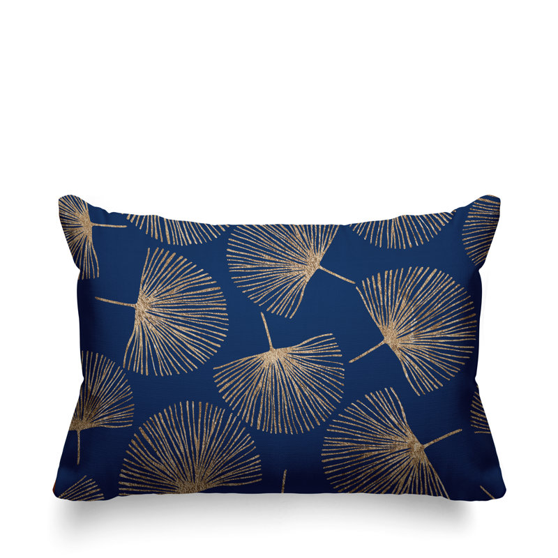 Coussin lombaire intérieur / extérieur Joba Dandilion, Bleu marine / or