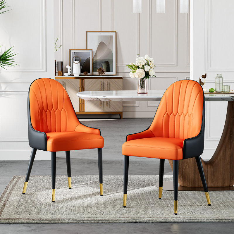 Chaise parsons rembourrée Canalou, Orange / noir