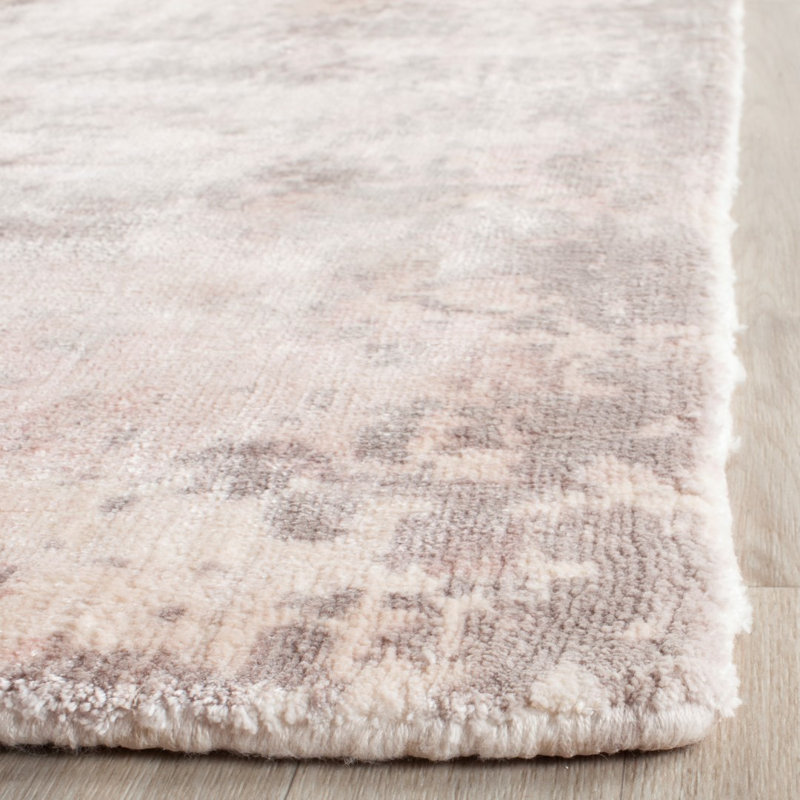 Tapis rose tissé à plat à la main à motif abstrait Mcelroy, Rectangle 8 pi x 10 pi
