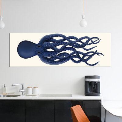 «Giant Octopus Blue Panoramic», reproduction d'impression sur toile tendue
