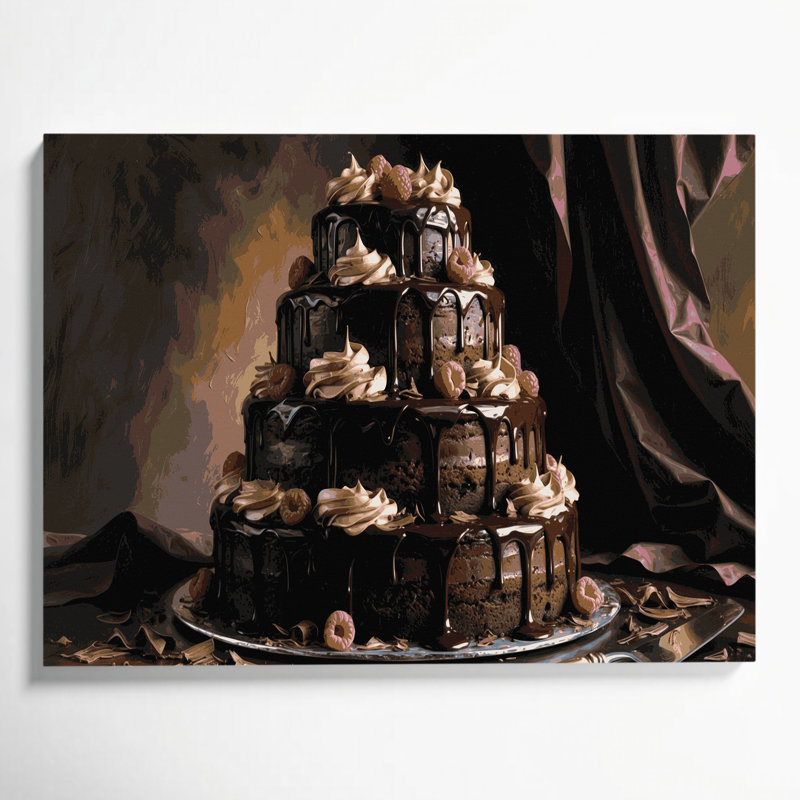 Desserts Chocolate cake Gray Canvas Wall Art, 20" H x 24" W