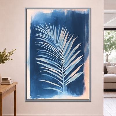 Feuille d'indigo - Tableau encadré en feuille de palmier