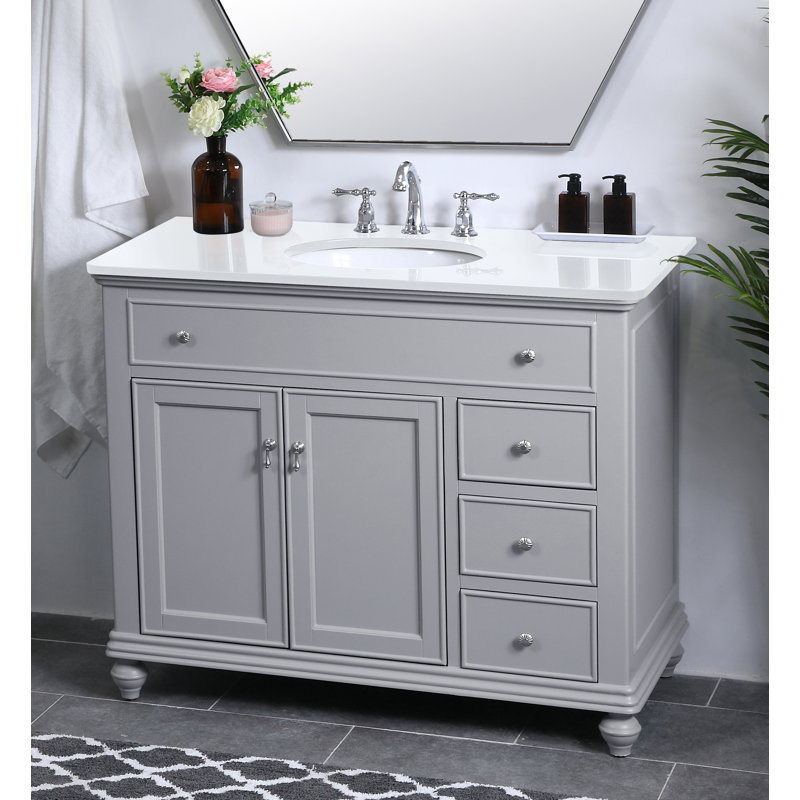Ensemble de meuble-lavabo simple 42 po Otto, gris, Blanc ivoire